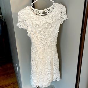 Lulus crochet open back white dress! Perfect for bridal shower! Only worn once.